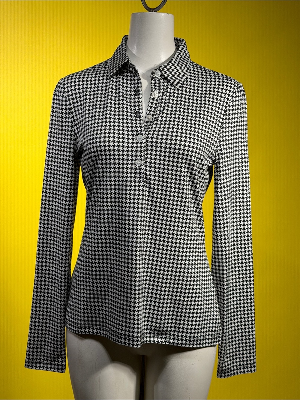 Brooks Brothers Black & White Houndstooth Button-Down Shirt (r15)
